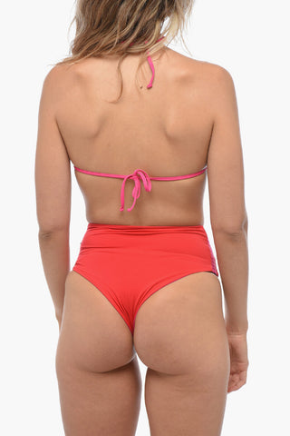 Two-Tone Triangle Bikini with High Cut