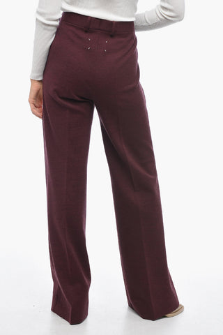 MM1 Pantaloni Palazzo in Misto Lana con Chiusura a Scomparsa