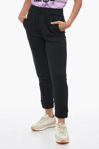 Brushed Cotton Sweatpants with Rhinestoned Detail