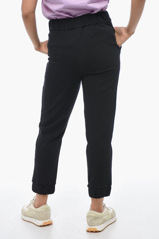 Brushed Cotton Sweatpants with Rhinestoned Detail