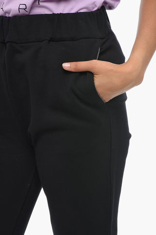 Brushed Cotton Sweatpants with Rhinestoned Detail