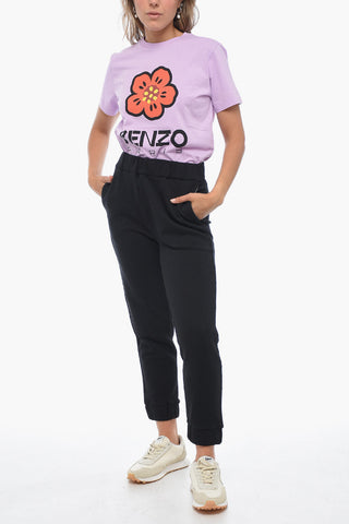 Brushed Cotton Sweatpants with Rhinestoned Detail