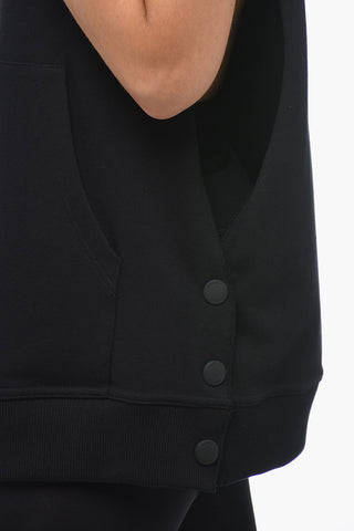Sleeveless Hoodie with Side Buttons
