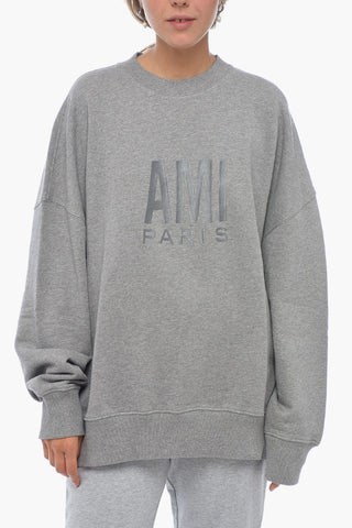 Crewneck Sweatshirt with Ton-sur-ton Embroidered Logo