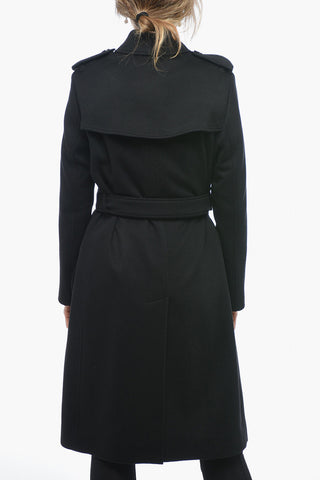 Double-breasted Pure Cashmere Coat with Tartan Detail