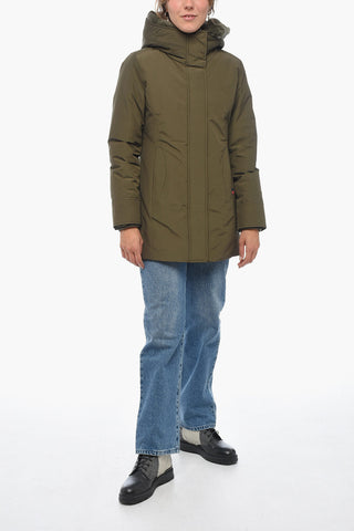 Solid Color BOULDER Down Jacket with Faux Fur Trim