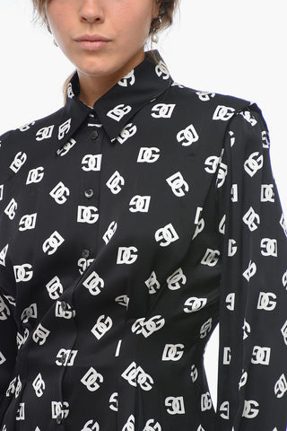 Camicia Slim Fit in Misto Seta Monogram