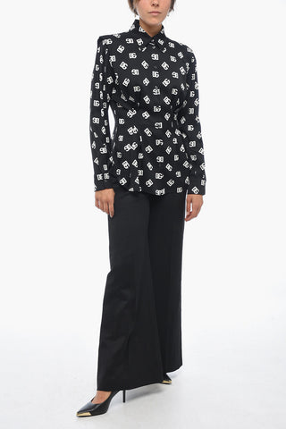 Camicia Slim Fit in Misto Seta Monogram