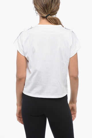 Ton-sur-ton Printed T-shirt with Buttoned Detail