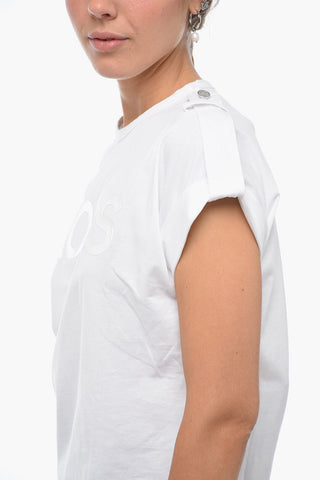 Ton-sur-ton Printed T-shirt with Buttoned Detail