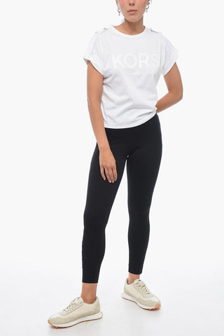 Ton-sur-ton Printed T-shirt with Buttoned Detail