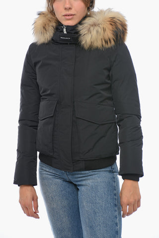 Solid Color LUXE Short Down Jacket with Real Fur