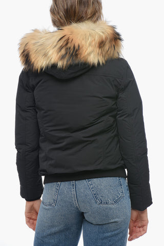 Solid Color LUXE Short Down Jacket with Real Fur