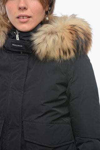 Solid Color LUXE Short Down Jacket with Real Fur