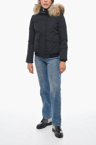 Solid Color LUXE Short Down Jacket with Real Fur