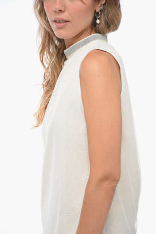 Tank Top in Mesh con Dettaglio Gioiello