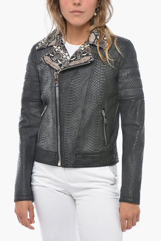 Chiodo in Pelle di Pitone con Zip Frontale