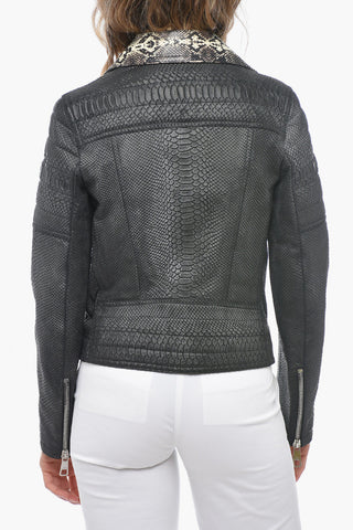 Chiodo in Pelle di Pitone con Zip Frontale