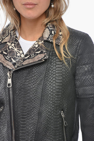 Chiodo in Pelle di Pitone con Zip Frontale