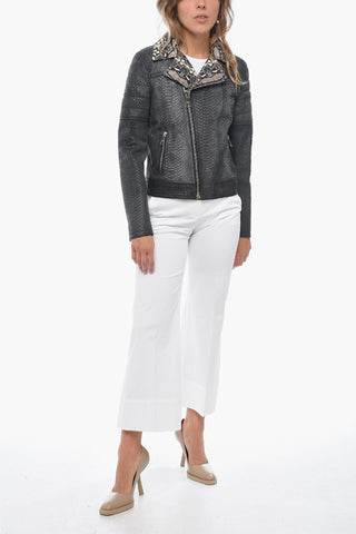 Chiodo in Pelle di Pitone con Zip Frontale