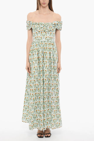 Floral Patterned Cotton Long Dress