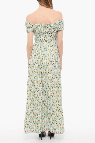 Floral Patterned Cotton Long Dress