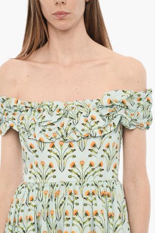 Floral Patterned Cotton Long Dress