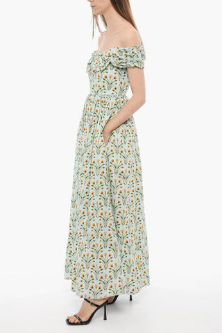 Floral Patterned Cotton Long Dress