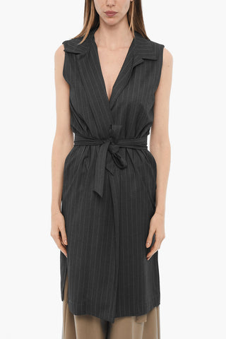 Maxi Blazer Gessata con Cintura