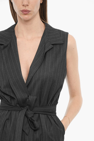 Maxi Blazer Gessata con Cintura