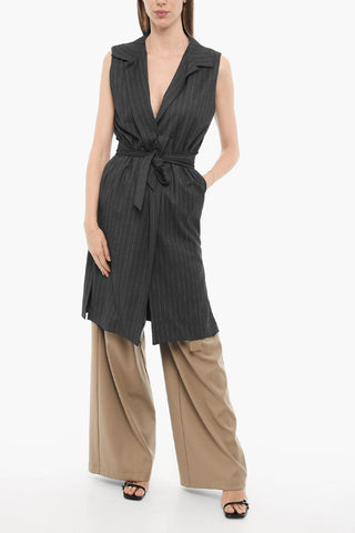 Maxi Blazer Gessata con Cintura