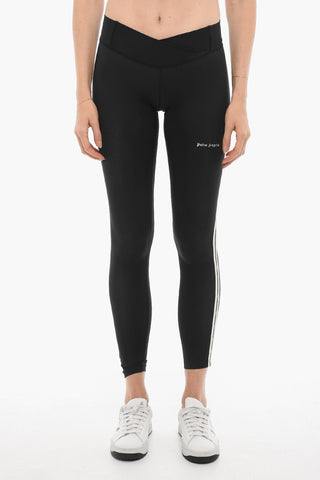 Solid Color Active Leggings with Contrasting Side Band