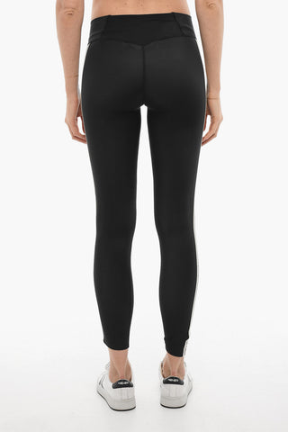 Solid Color Active Leggings with Contrasting Side Band