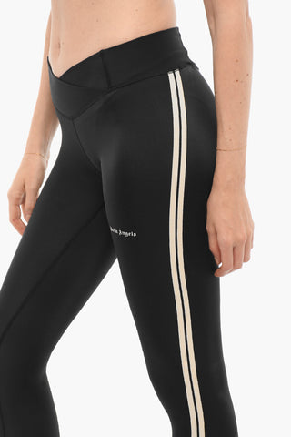 Solid Color Active Leggings with Contrasting Side Band
