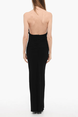 Plunging Neckline Maxi Dress with Open Back