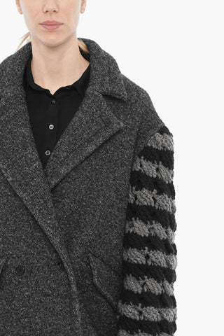 Double Breasted Coat with Crochet Sleeve