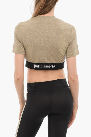 Lurex Crop T-Shirt with Logoed Band