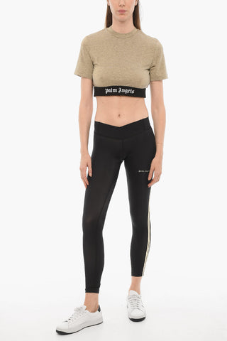 Lurex Crop T-Shirt with Logoed Band