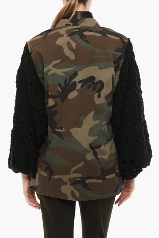 Camouflage Saharan Jacket with Crochet Sleeve