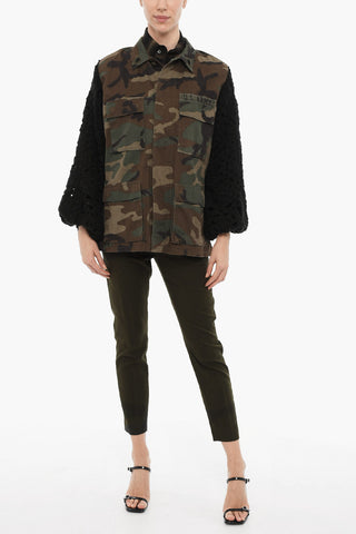 Camouflage Saharan Jacket with Crochet Sleeve