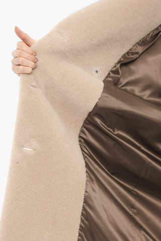 Faux Fur Double Breasted Coat with Faux Leather Details