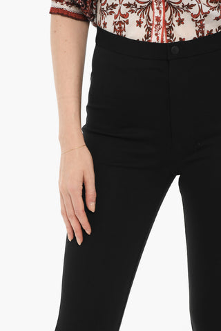 High-Waisted Stretch Fabric Pants with Ankle Zip