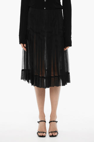 Pleated Semi-Sheer Silk TUDI Skirt