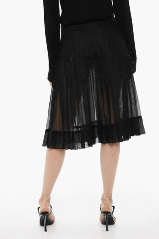 Pleated Semi-Sheer Silk TUDI Skirt