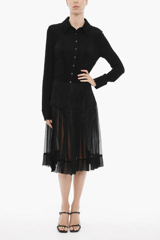 Pleated Semi-Sheer Silk TUDI Skirt