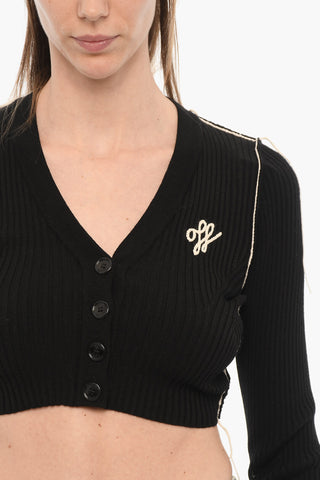 SEASONAL Cardigan Crop a Coste con Scollo a V