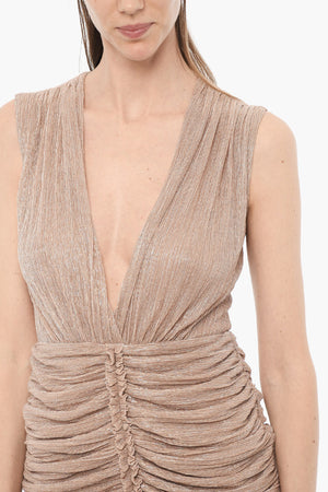 Drapiertes Lurex-Minikleid mit tiefem V-Ausschnitt