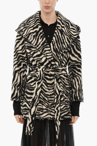 Animal Motif Coat with Belt