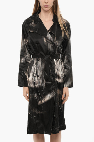 Nylon Double Breasted Trench With Belt
