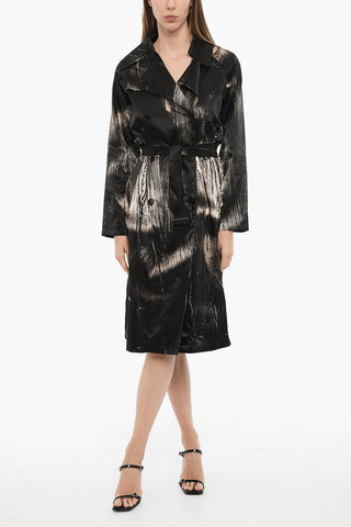 Nylon Double Breasted Trench With Belt